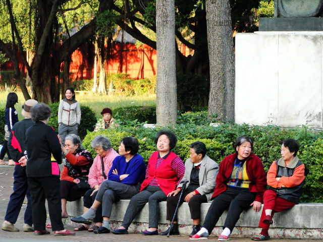 Taiwan elderly women in park