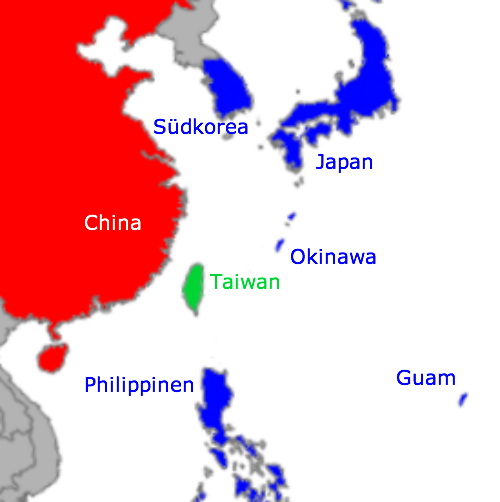 Karte Taiwan geostrategische Lage Ostasien