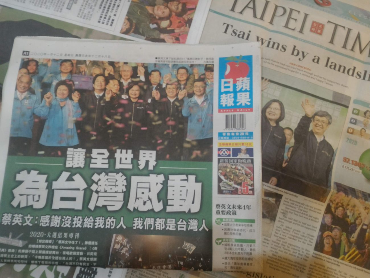Zeitungen Schlagzeilen Taiwan Wahl 2020